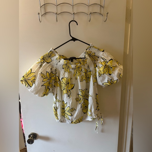 Yellow Floral Off-Shoulder Blouse - Picture 1 of 4